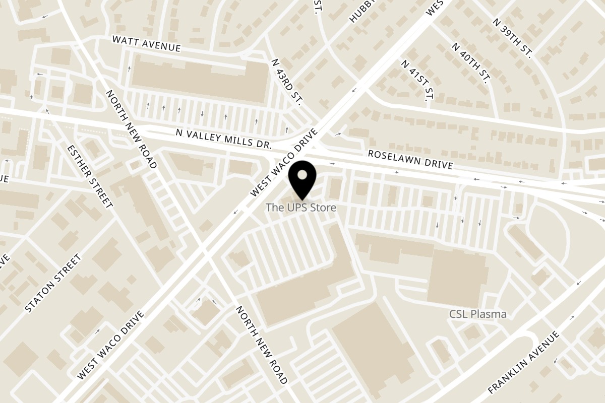 Map showing the location of King's Chicken Wings Waco Dr on 4300 W Waco Dr in Waco
